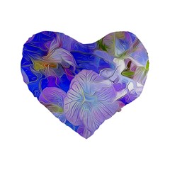 Flowers Abstract Colorful Art Standard 16  Premium Flano Heart Shape Cushions by Vaneshart