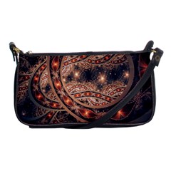 Fractal Patterns Abstract Dark Shoulder Clutch Bag by Vaneshart