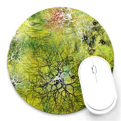 Abstract Spots Lines Green Round Mousepads by Vaneshart