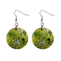 Abstract Spots Lines Green Mini Button Earrings by Vaneshart