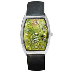 Abstract Spots Lines Green Barrel Style Metal Watch by Vaneshart