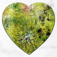 Abstract Spots Lines Green Jigsaw Puzzle (heart) by Vaneshart