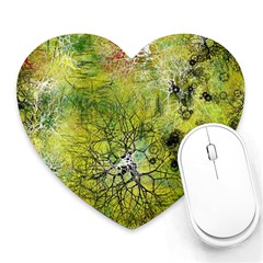 Abstract Spots Lines Green Heart Mousepads by Vaneshart