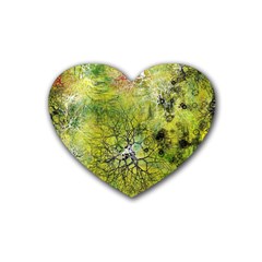 Abstract Spots Lines Green Rubber Coaster (heart) 