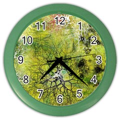 Abstract Spots Lines Green Color Wall Clock by Vaneshart