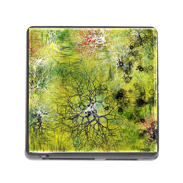 Abstract Spots Lines Green Memory Card Reader (Square 5 Slot)