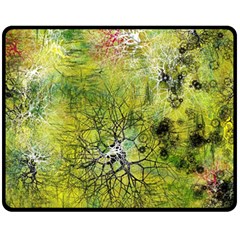 Abstract Spots Lines Green Fleece Blanket (medium)  by Vaneshart