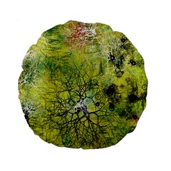 Abstract Spots Lines Green Standard 15  Premium Flano Round Cushions by Vaneshart