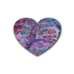 Stains Circles Watercolor Colorful Abstract Rubber Coaster (heart) 