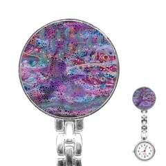 Stains Circles Watercolor Colorful Abstract Stainless Steel Nurses Watch by Vaneshart