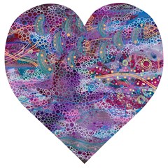 Stains Circles Watercolor Colorful Abstract Wooden Puzzle Heart