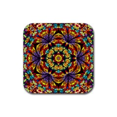 Geometric Pattern Kaleidoscope Art Mirror Image Mosaic Rubber Coaster (square)  by Vaneshart