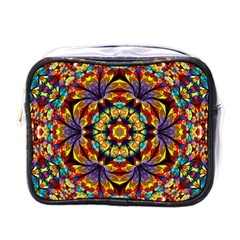 Geometric Pattern Kaleidoscope Art Mirror Image Mosaic Mini Toiletries Bag (one Side) by Vaneshart