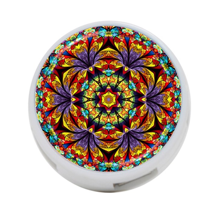 Geometric Pattern Kaleidoscope Art Mirror Image Mosaic 4-Port USB Hub (One Side)