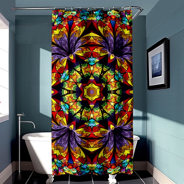 Geometric Pattern Kaleidoscope Art Mirror Image Mosaic Shower Curtain 36  x 72  (Stall) 