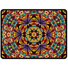 Geometric Pattern Kaleidoscope Art Mirror Image Mosaic Double Sided Fleece Blanket (large)  by Vaneshart