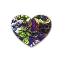 Dark Coleus Rubber Coaster (heart)  by Riverwoman