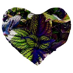 Dark Coleus Large 19  Premium Heart Shape Cushions by Riverwoman