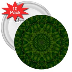 Fauna Nature Ornate Leaf 3  Buttons (10 Pack)  by pepitasart