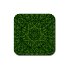 Fauna Nature Ornate Leaf Rubber Coaster (square)  by pepitasart