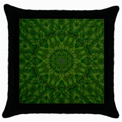 Fauna Nature Ornate Leaf Throw Pillow Case (black) by pepitasart