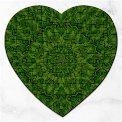 Fauna Nature Ornate Leaf Jigsaw Puzzle (heart) by pepitasart