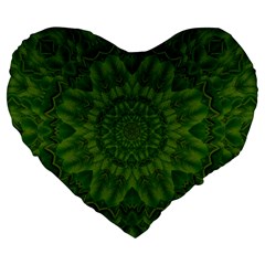 Fauna Nature Ornate Leaf Large 19  Premium Heart Shape Cushions by pepitasart