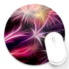 Fireworks Rocket Night Lights Flash Round Mousepads by Bajindul