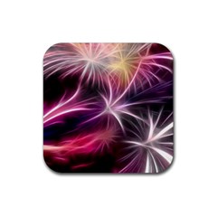 Fireworks Rocket Night Lights Flash Rubber Coaster (square)  by Bajindul