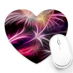 Fireworks Rocket Night Lights Flash Heart Mousepads by Bajindul