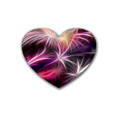 Fireworks Rocket Night Lights Flash Rubber Coaster (heart)  by Bajindul