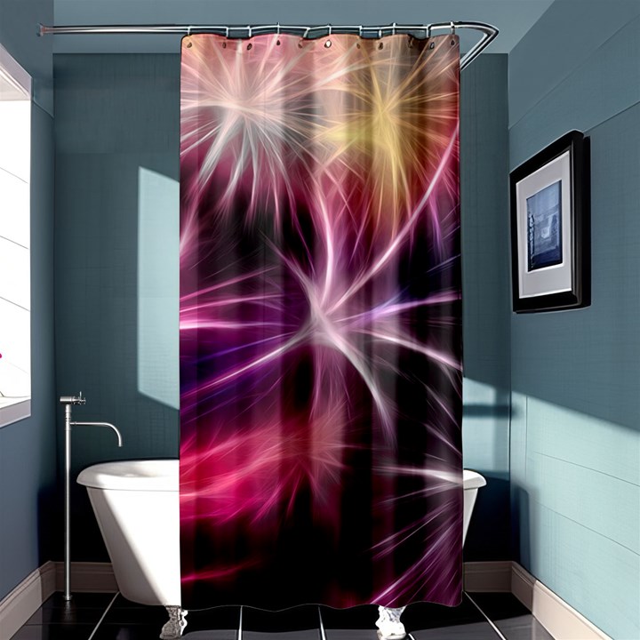 Fireworks Rocket Night Lights Flash Shower Curtain 36  x 72  (Stall) 