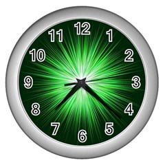 Green Blast Background Wall Clock (silver) by Mariart