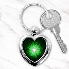 Green Blast Background Key Chain (heart) by Mariart