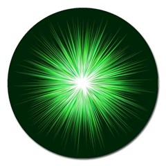 Green Blast Background Magnet 5  (round) by Mariart