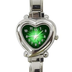 Green Blast Background Heart Italian Charm Watch by Mariart