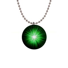 Green Blast Background 1  Button Necklace by Mariart