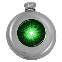 Green Blast Background Round Hip Flask (5 Oz) by Mariart