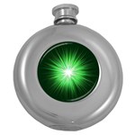 Green Blast Background Round Hip Flask (5 oz) Front