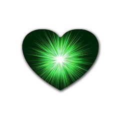 Green Blast Background Rubber Coaster (heart)  by Mariart