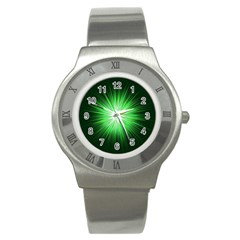 Green Blast Background Stainless Steel Watch by Mariart