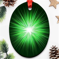 Green Blast Background Oval Ornament (two Sides)