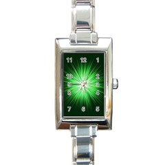 Green Blast Background Rectangle Italian Charm Watch by Mariart