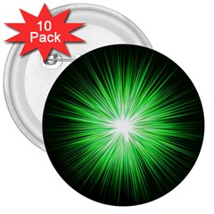 Green Blast Background 3  Buttons (10 Pack)  by Mariart