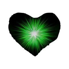 Green Blast Background Standard 16  Premium Flano Heart Shape Cushions by Mariart