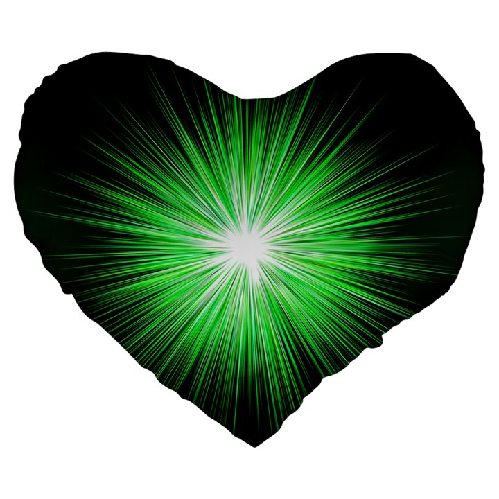 Green Blast Background Large 19  Premium Heart Shape Cushions