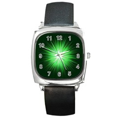 Green Blast Background Square Metal Watch by Mariart