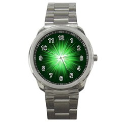 Green Blast Background Sport Metal Watch by Mariart