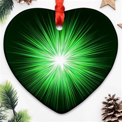 Green Blast Background Heart Ornament (two Sides) by Mariart