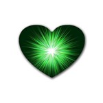 Green Blast Background Heart Coaster (4 pack)  Front